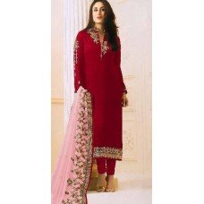 RED GREEN SATIN GEORGETTE SUIT WITH HEAVY WORK DUPATTA  